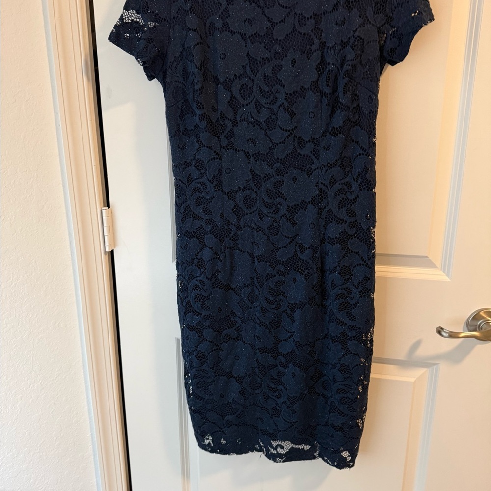Chic Navy Lace Midi Dress